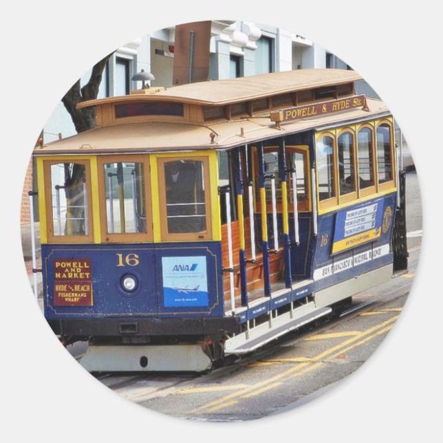 Cable Cars In San Francisco Classic Round Sticker (Front)