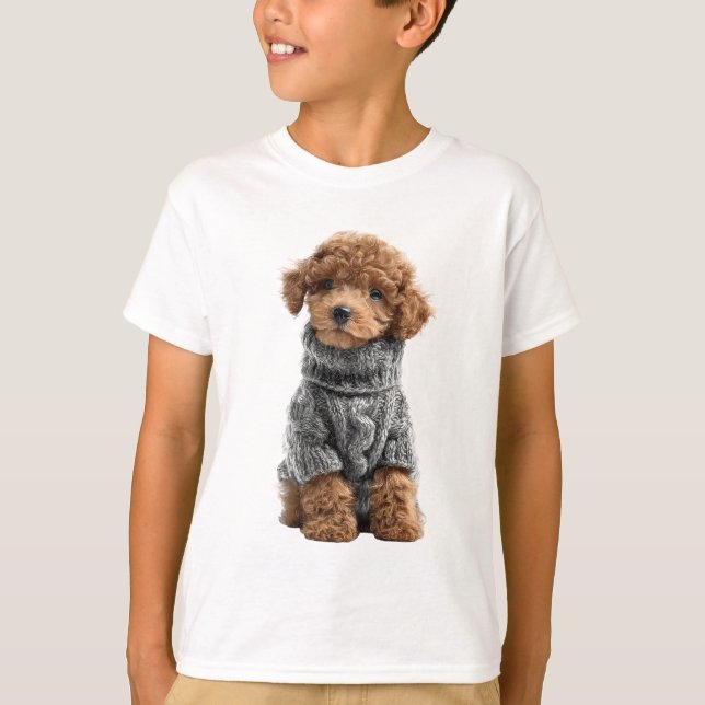 Cable Knit Sweater Poodle Kids (Front)