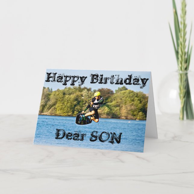 CABLE WATER SKIER SON GREETING CARD (Front)