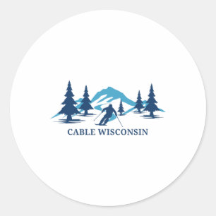 Cable Wisconsin Ski Resort Skiing Skier Classic Round Sticker