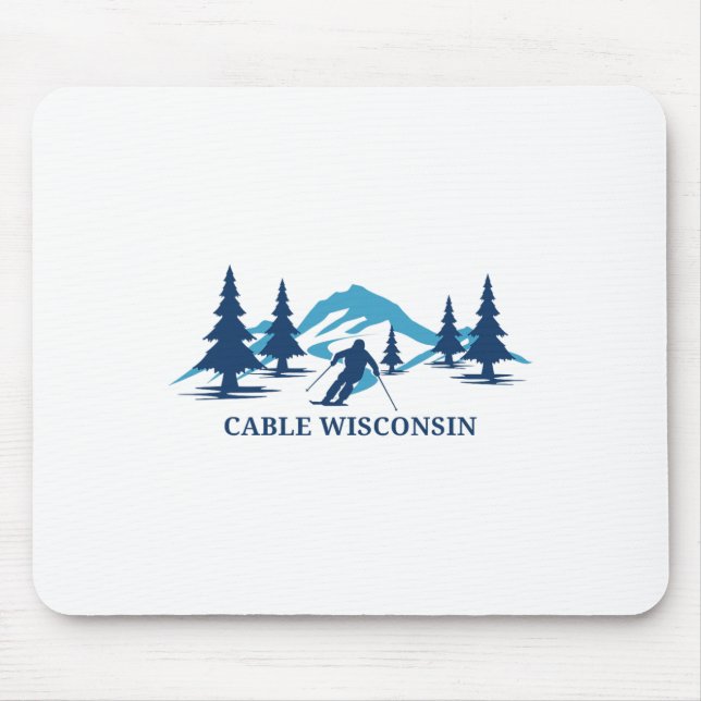 Cable Wisconsin Ski Resort Skiing Skier  Mouse Mat (Front)