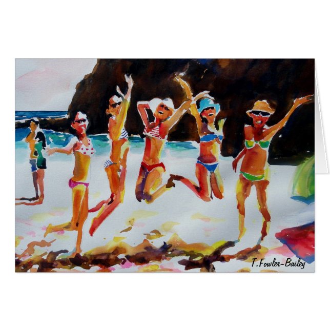 Cabo Bikinis and Shades   Card Original Watercolor (Front Horizontal)