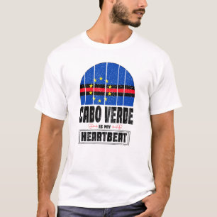Cabo Cape Verde Is My Heartbeat Love Cape Verde Fl T-Shirt