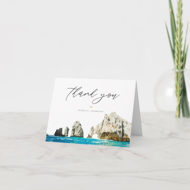 Cabo Mexico Beach Tropical Wedding Shower Thank You Card (Front)