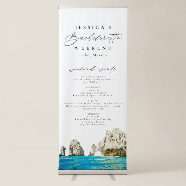 CABO Mexico Beaches Bachelorette Itinerary Retract Retractable Banner (Front)