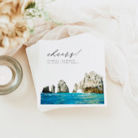 CABO Mexico Watercolor Beach Skyline Wedding