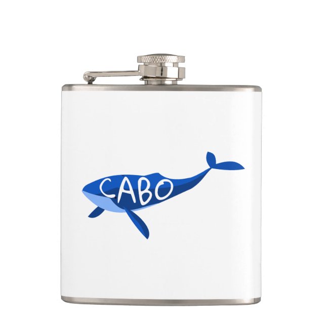 Cabo Mexico Whale Hip Flask (Front)