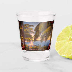 Cabo Rojo, Puerto Rico - Beach at Joyuda Shot Glass
