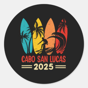 Cabo San Lucas 2025 Trip Tropical Palm Tree Surf S Classic Round Sticker