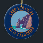 Cabo San Lucas Arch Mexico Retro Distressed Circle Ceramic Tree Decoration<br><div class="desc">Cabo San Lucas in a vector art style. Cabo San Lucas,  a resort city on the southern tip of Mexico’s Baja California peninsula,  is known for its beaches,  water-based activities and nightlife.</div>