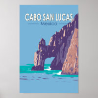 Cabo San Lucas Arch Mexico Travel Art Vintage