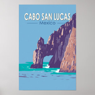 Cabo San Lucas Arch Mexico Travel Art Vintage Poster