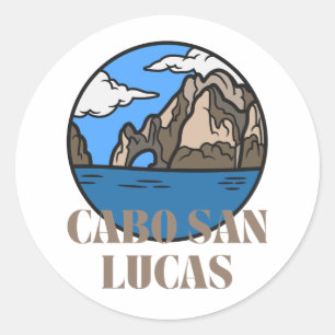 Cabo San Lucas, beach, 80s Classic Round Sticker