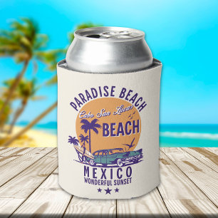 Cabo San Lucas Beach Mexico   Vintage Sunset Can Cooler
