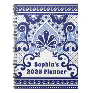 Cabo San Lucas Blue & White Mexican Talavera Tile  Notebook