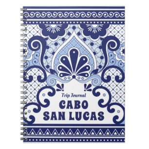 Cabo San Lucas Blue & White Mexican Talavera Tile  Notebook