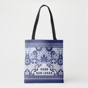 Cabo San Lucas Blue & White Mexican Talavera Tile  Tote Bag