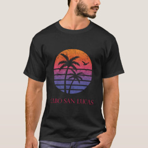 Cabo San Lucas Distressed Palm Tree And Sunset Gra T-Shirt