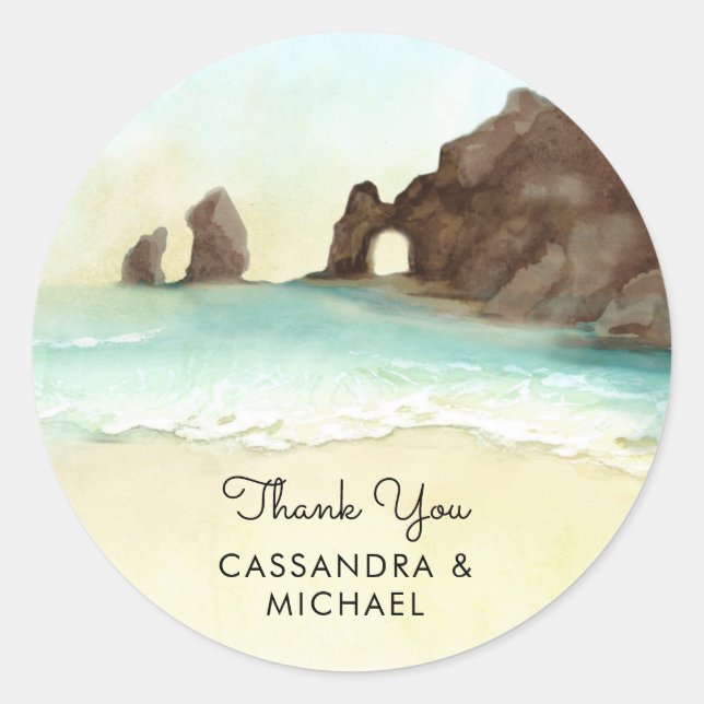 Cabo San Lucas | El Arco Thank You Card Classic Ro Classic Round Sticker (Front)