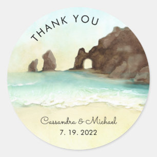 Cabo San Lucas   El Arco Thank You Card Classic Round Sticker