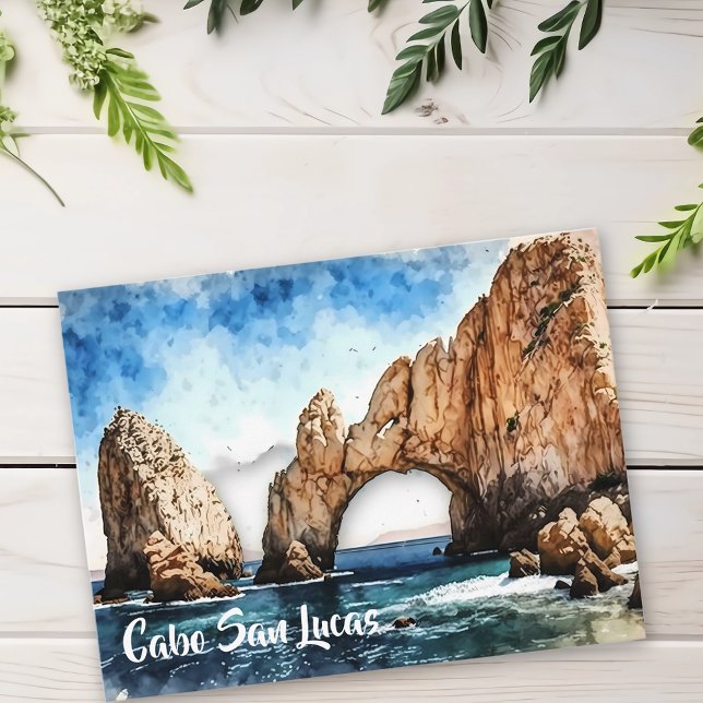 Cabo San Lucas Mexico Beach Watercolor  Postcard (Creator Uploaded)