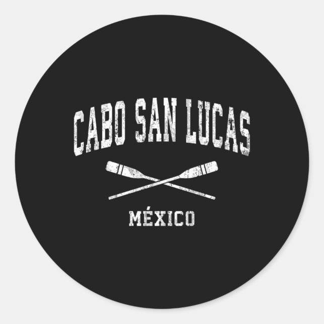Cabo San Lucas Mexico Nautical Paddles Sports Oars Classic Round Sticker (Front)
