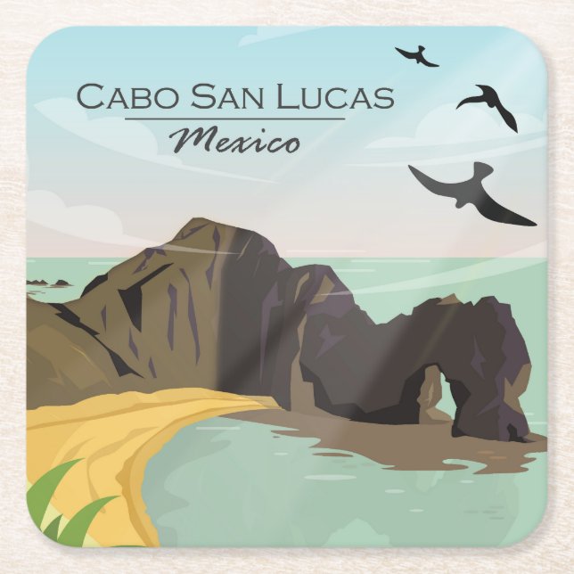 Cabo San Lucas Mexico Square Paper Coaster (Front)