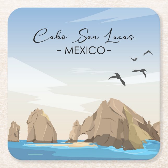 Cabo San Lucas Mexico Square Paper Coaster (Front)