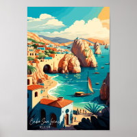 Cabo San Lucas Mexico Travel Art Vintage