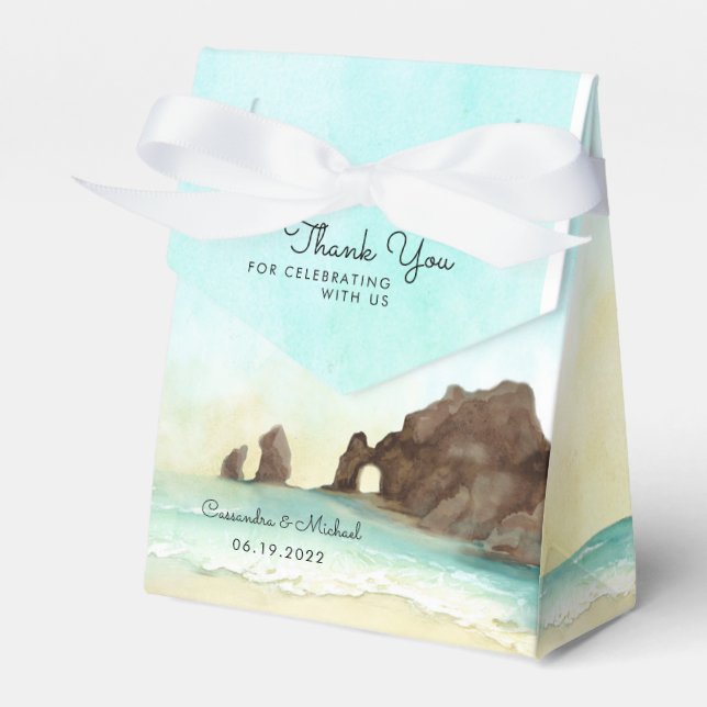 Cabo San Lucas Mexico Watercolor Favour Box (Front Side)