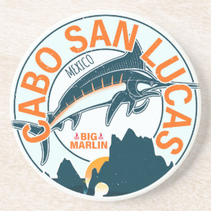 Cabo San Lucas Nautical Fishing Sailfish Vintage Coaster
