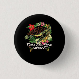 Cabo San Lucas Sea Turtles Mexico Turtle And Flowe 3 Cm Round Badge