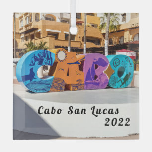 Cabo San Lucas Sign, Glass Tree Decoration