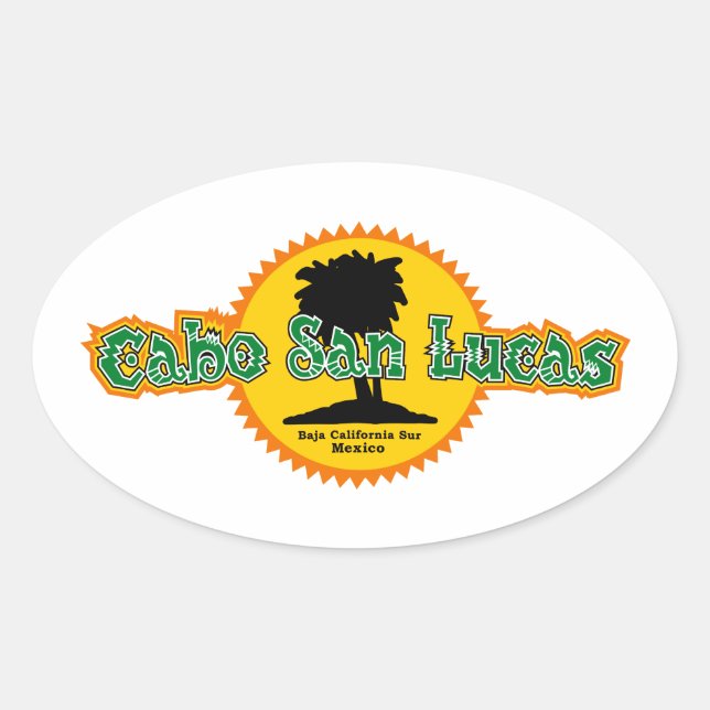 Cabo San Lucas Sun Oval Sticker (Front)