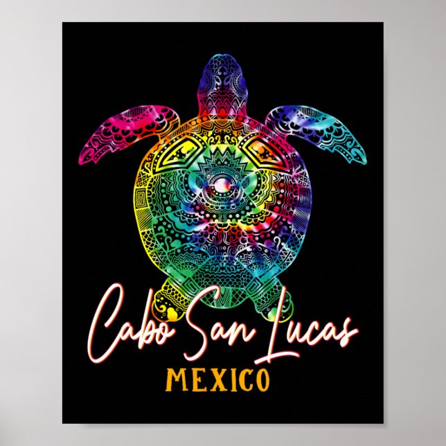 Cabo San Lucas Tie Dye Sea Turtle Matching Family  Poster (Front)