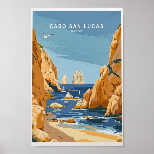 Cabo San Lucas Travel Print, Mexico Wall Art (Front)