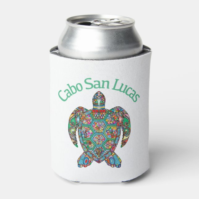 Cabo San Lucas Tribal Turtle Can Cooler (Can Front)