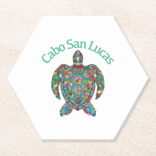 Cabo San Lucas Tribal Turtle Paper Coaster