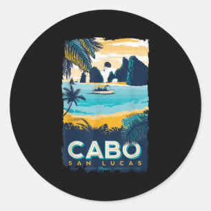 Cabo San Lucas Tropical Beach Mexico Travel Vintag Classic Round Sticker