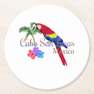 Cabo San Lucas Tropical Beach Round Paper Coaster