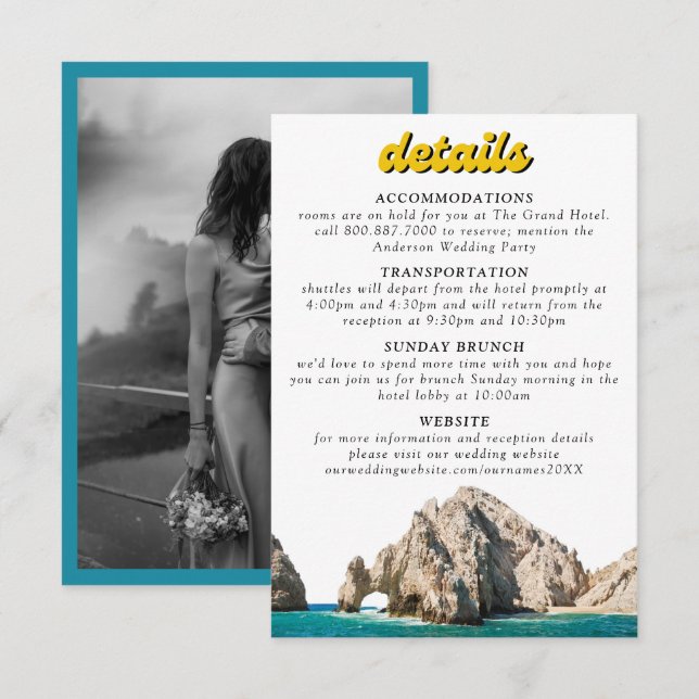 Cabo San Lucas Wedding Invitation Details (Front/Back)