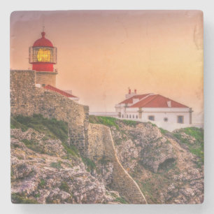 Cabo Sao Vicente At The Sunset Algarve, Portugal Stone Coaster