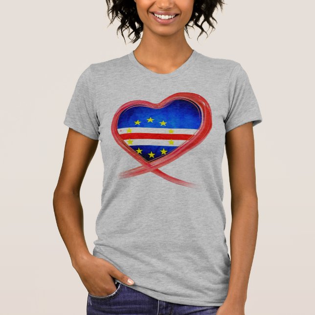 Cabo Verde Bow Heart Flag T-Shirt (Front)