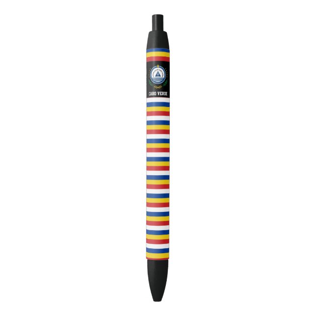 Cabo Verde Flag Cute Patriotic Black Ink Pen (Front Vertical)