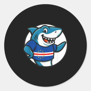 Cabo Verde Flag Shark Funny Cabo Verdean  Classic Round Sticker