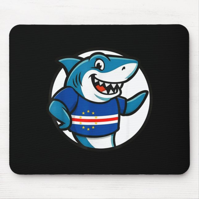 Cabo Verde Flag Shark Funny Cabo Verdean  Mouse Mat (Front)