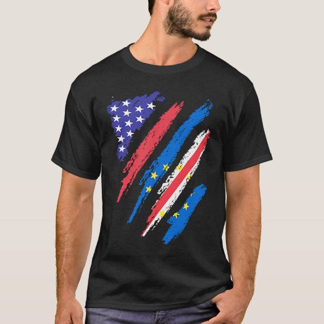 Cabo Verdean American Patriot Grown Heart Flag Str T-Shirt (Front)