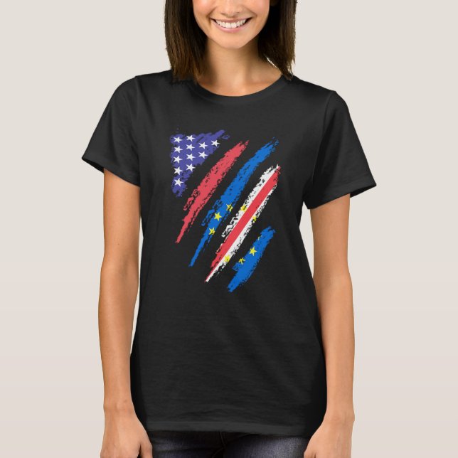Cabo Verdean American Patriot Grown Heart Flag Str T-Shirt (Front)