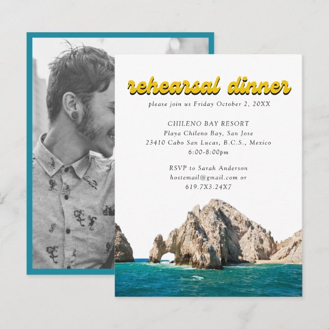 Cabo Wedding Elegant Rehearsal Dinner Invitation (Front/Back)