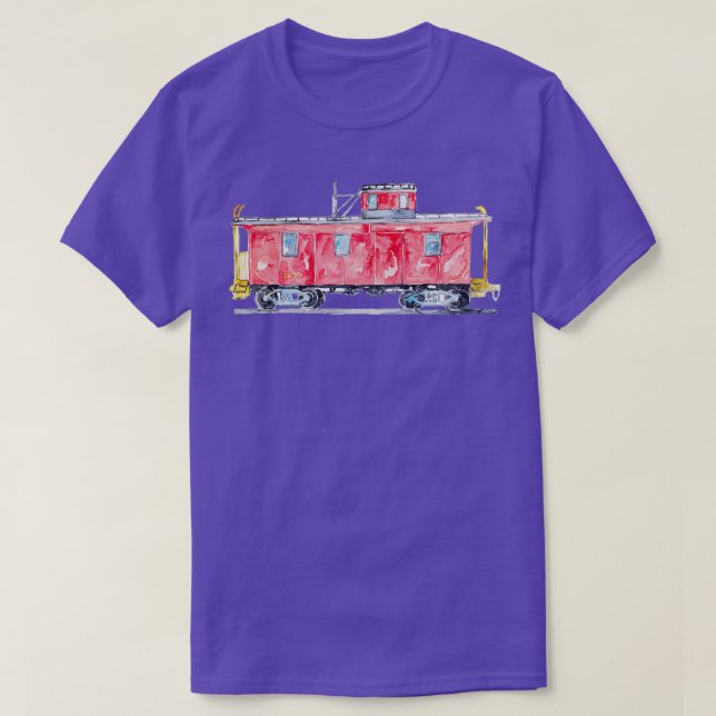 Caboose Train locomotive print Kids room wall deco T-Shirt (Design Front)
